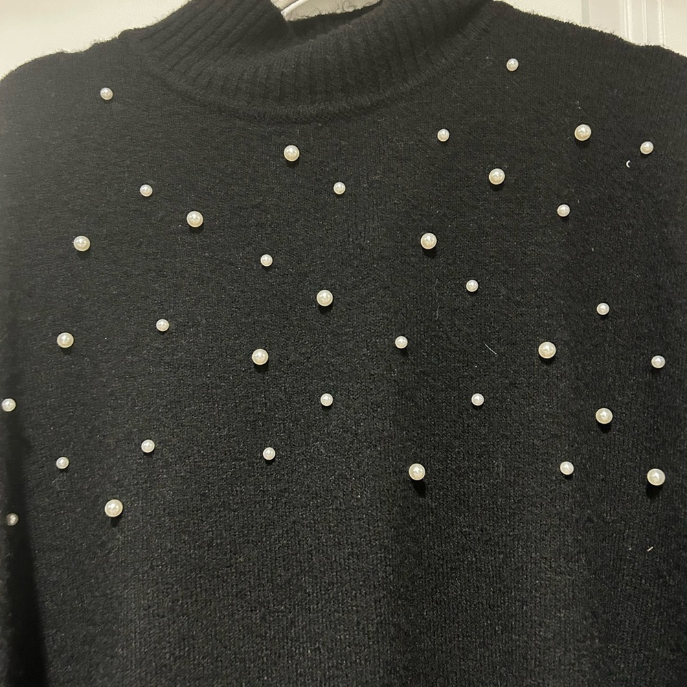NWT Black Sweater with pearls - Picture 2 of 4
